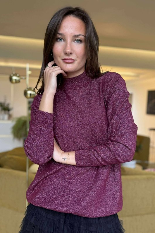 Tallulah Soft Stretch Sparkle Skim Knit Burgundy